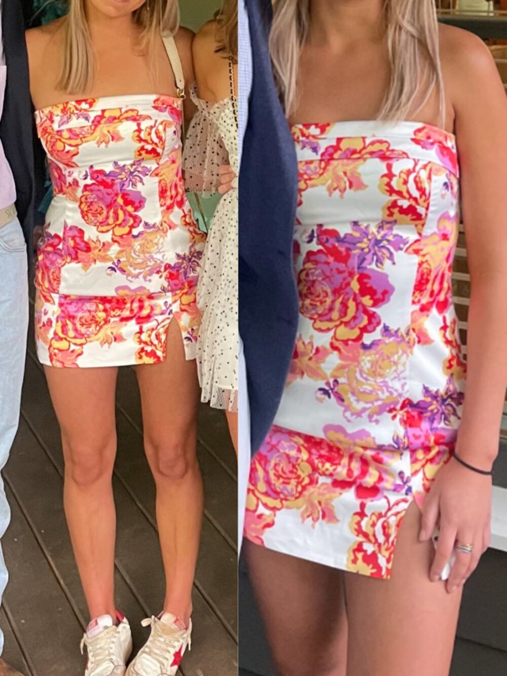 Hello Molly Mini Dress Pink Orange Floral  Strapless RNWY Size S